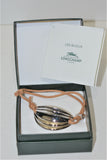 Longchamp, Bracelet en argent et fil de coton beige " feuille "