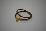 Bracelet (ou collier) en cuir "boucle doré" double tour, Hermès