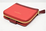 Longchamp, Portefeuille compact " 2.0 " en cuir rouge framboise et bordeaux