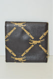 Longchamp, porte monnaie en cuir marron ébène monogrammé, vintage