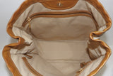 Longchamp, Sac à main / Cabas " BAZANE ", en toile écru et cuir camel