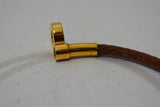 Bracelet (ou collier) en cuir "boucle doré" double tour, Hermès