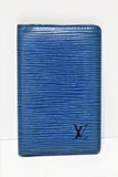 Louis Vuitton, Porte-cartes " mini organizer " en cuir épi bleu