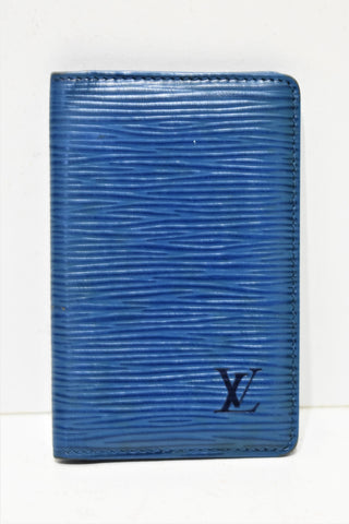 Louis Vuitton, Porte-cartes  mini organizer  en cuir épi bleu – H-LUXE