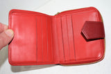 Longchamp, Portefeuille compact " 2.0 " en cuir rouge framboise et bordeaux