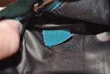 Longchamp, sac pochette cuir cognac ligne " 3D ", bleu canard