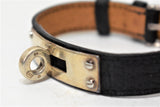 Bracelet KELLY en argent et cuir noir, Hermès