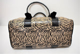 Longchamp, Sac Kate Moss, boston en cuir façon serpent zébré + portefeuille