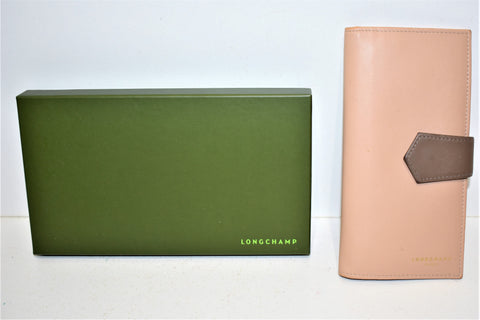 Longchamp, Portefeuille long " 2.0 " en cuir beige