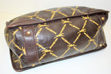 Longchamp, Sac porté main, en cuir marron ébène monogrammé