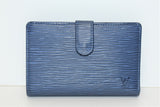 Louis Vuitton, Porte-monnaie VIENNOIS , en cuir épi bleu indigo
